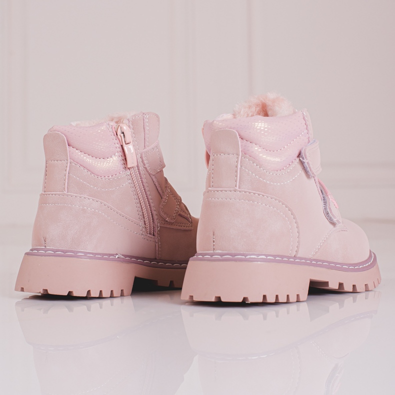 Stivali rosa da bambina con Velcro Shelovet 1