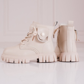 Stivali beige per ragazze con tasca Shelovet 1