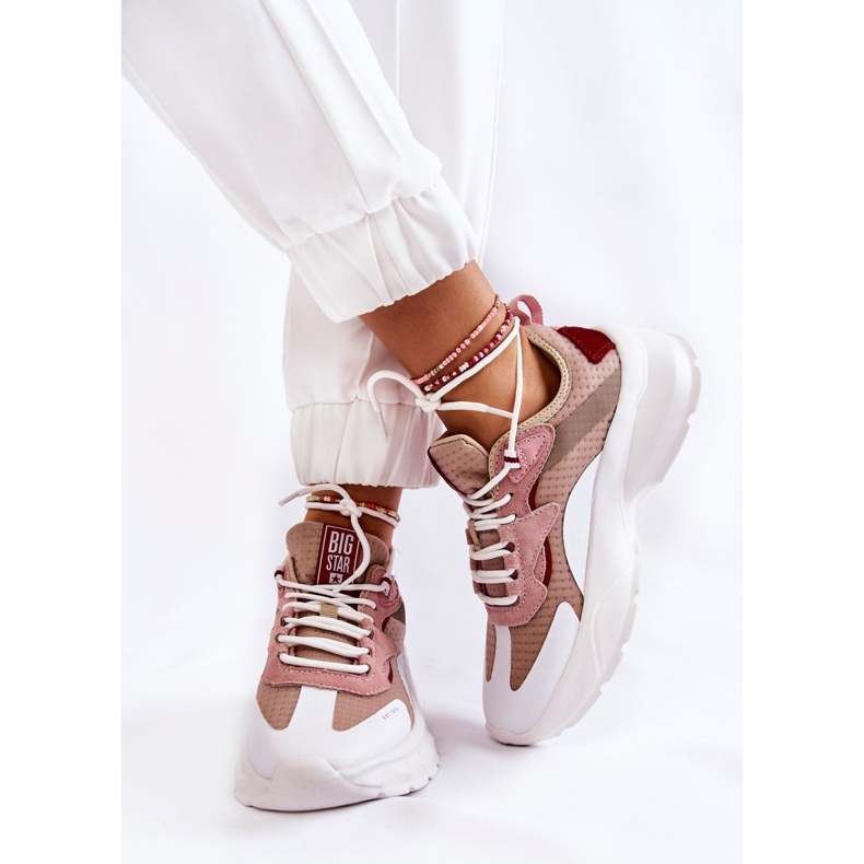 Scarpe sportive da donna Big Star KK274055 Beige bianco 2