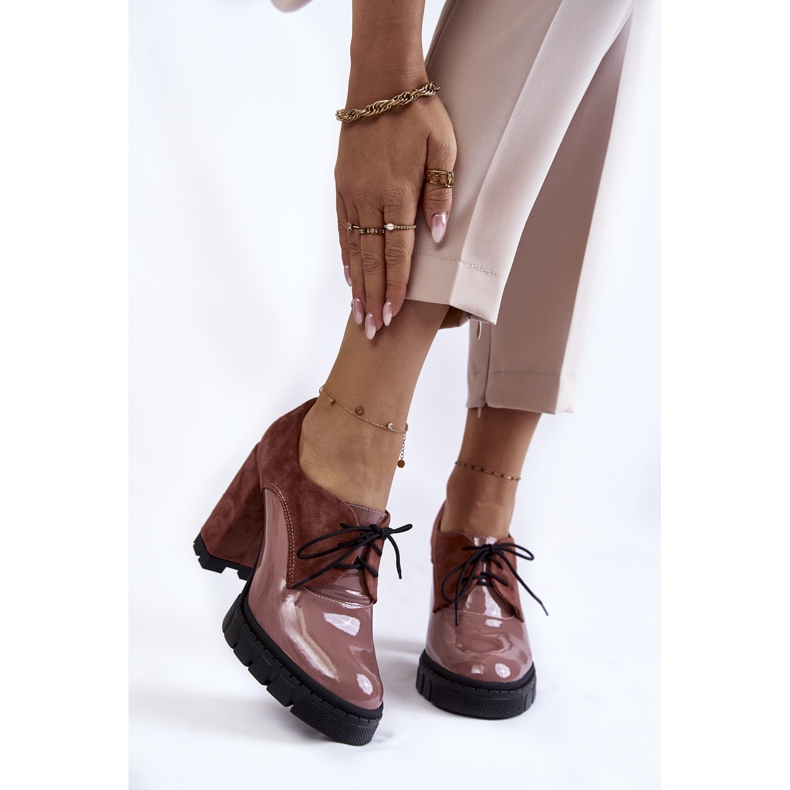PA2 Stivali alla moda laccati in camoscio sulla piattaforma rosa carisa 2