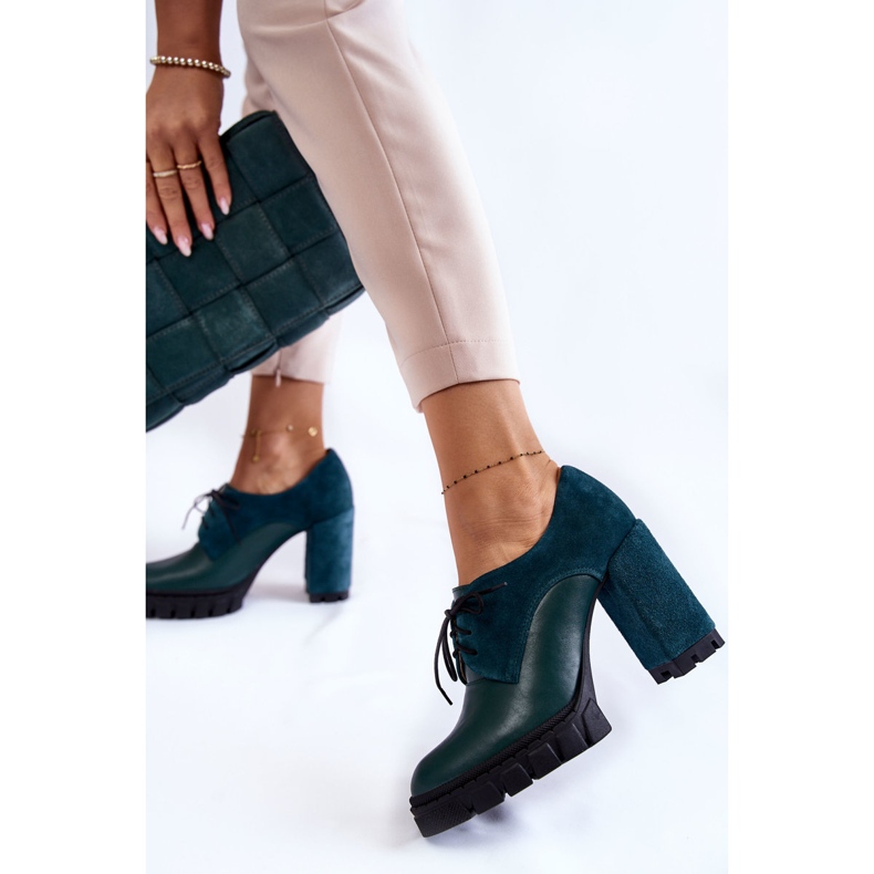 PA2 Stivali alla moda in camoscio e pelle sulla piattaforma Green Carisa verde 2