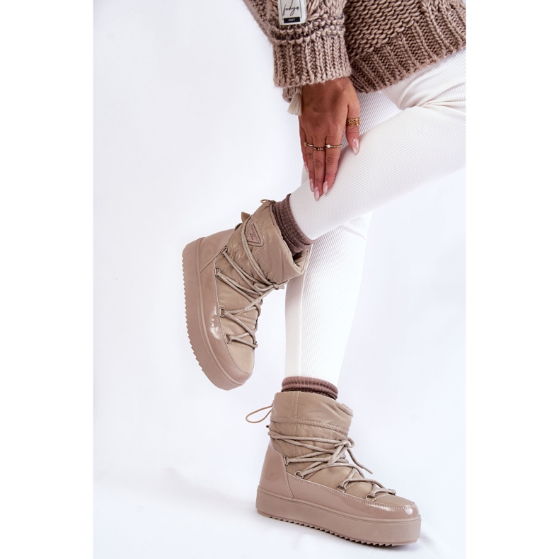 PM1 Stivali da neve stringati da donna alla moda beige Carrios 2