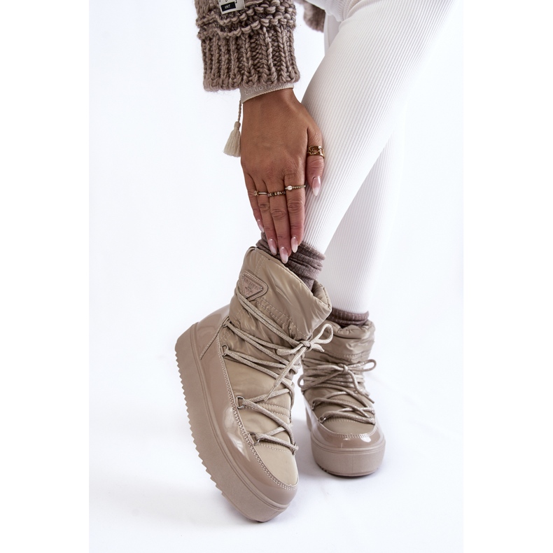 PM1 Stivali da neve stringati da donna alla moda beige Carrios 1