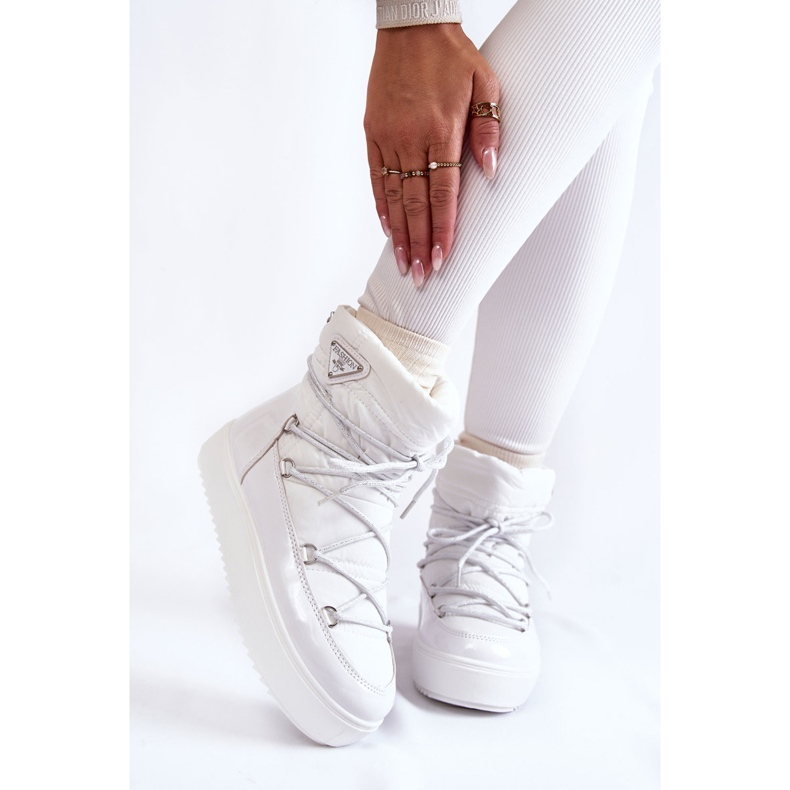 PM1 Stivali da neve stringati alla moda da donna in Carrios bianchi bianca 1