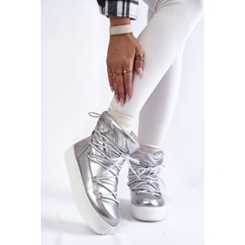 Stivali da neve stringati argento alla moda da donna 1