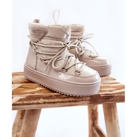 PM1 Stivali da neve con lacci caldi Colina beige marrone 1