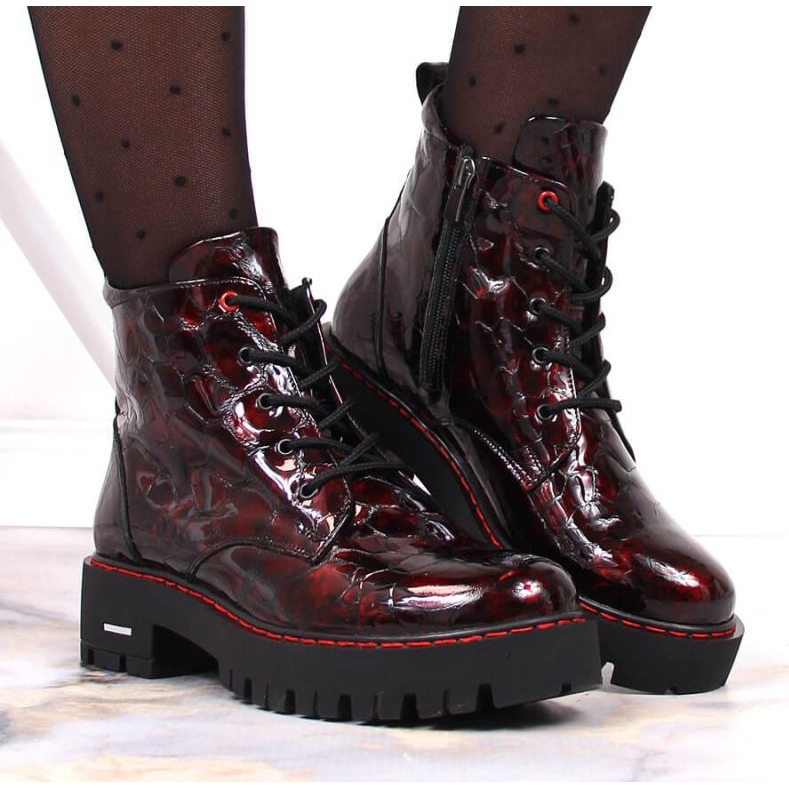 Stivali isolati in pelle laccata Artiker W HBH35 rosso 2