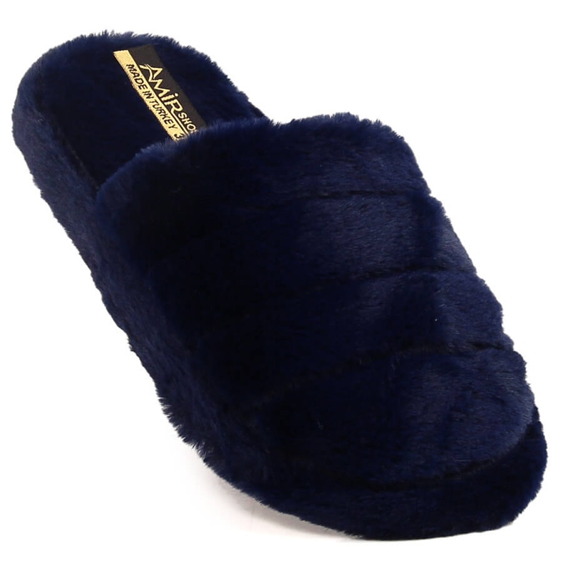 T.Sokolski Pantofole da casa in peluche blu navy da donna T. Sokolski 1