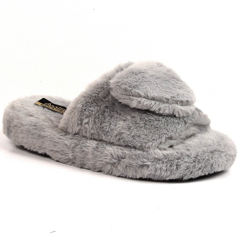 Ciabatte in peluche da donna con cuore, grigio T.Sokolski 1