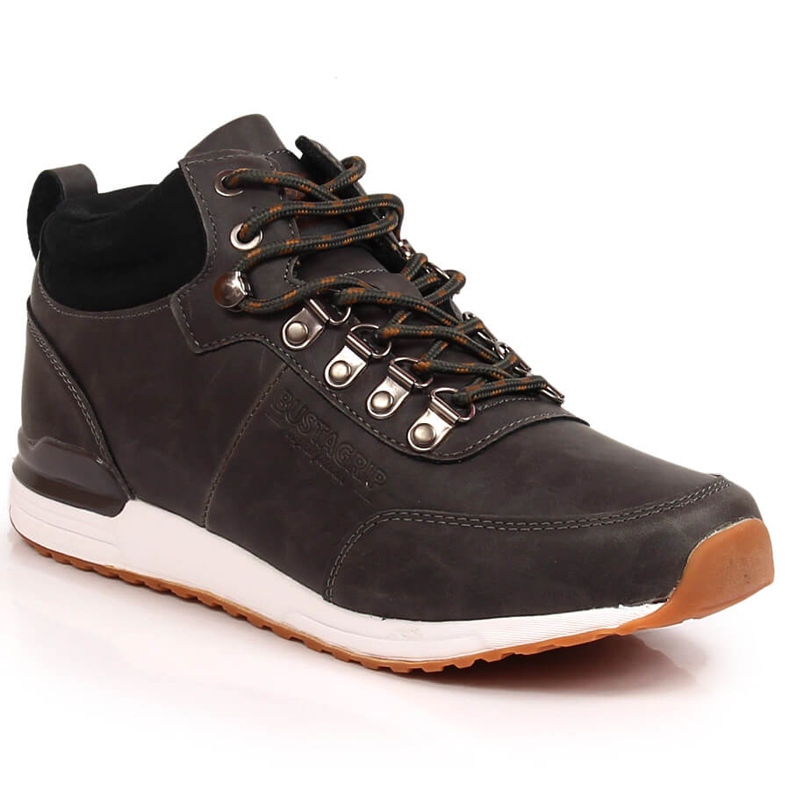 Scarpe da uomo in pelle grigia Jogger Bustagrip grigio 1