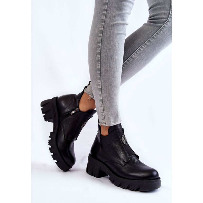 PL5 Stivali In Pelle Da Donna Con Decorazione Maley Nera nero 2