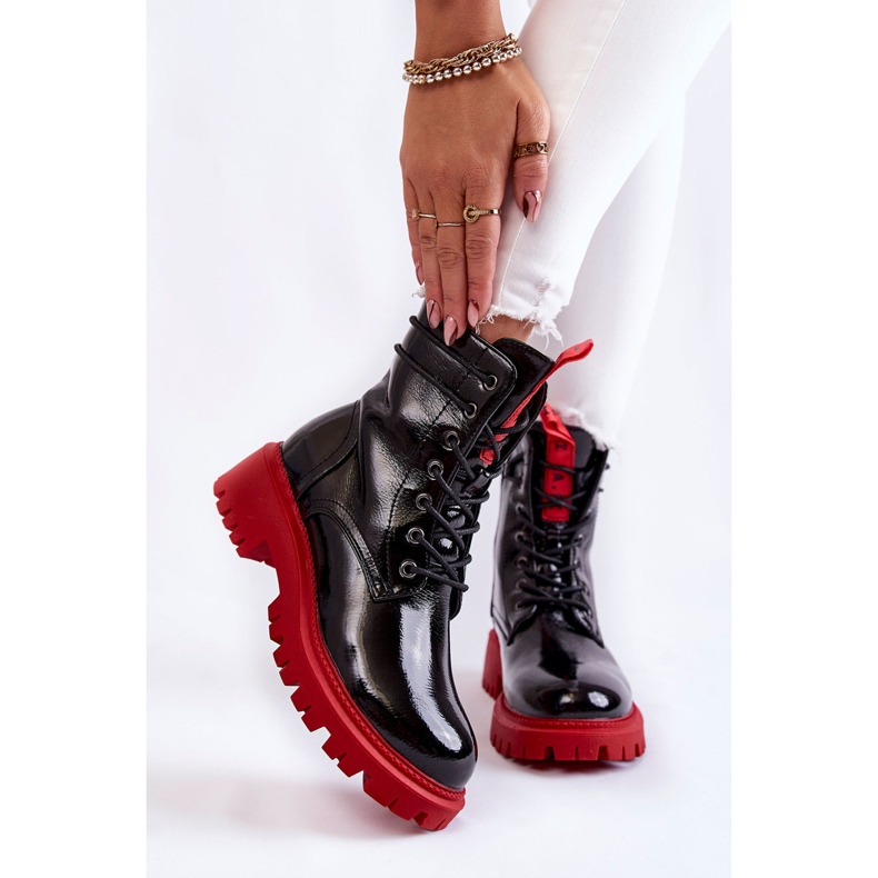 PL4 Stivaletto da donna in vernice La.Fi 250045R-LA Nero-Rosso 1