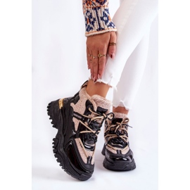 PM1 Stivali da donna isolati sportivi neri e beige Edora nero 1