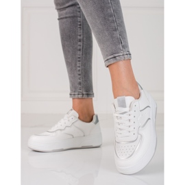 Sneakers bianche da donna Shelovet su suola spessa bianco argento 1