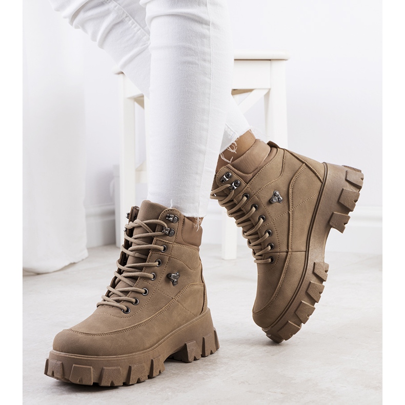 Scarponcini da trekking da donna di colore marrone Bisa beige 1