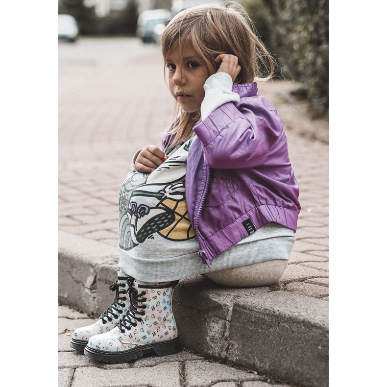 Stivali glitterati per bambini con motivi Reggie multicolori d'argento 2