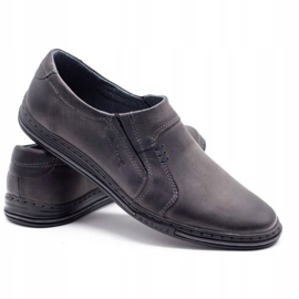 Polbut Comode scarpe da uomo in pelle 334, grigio 4