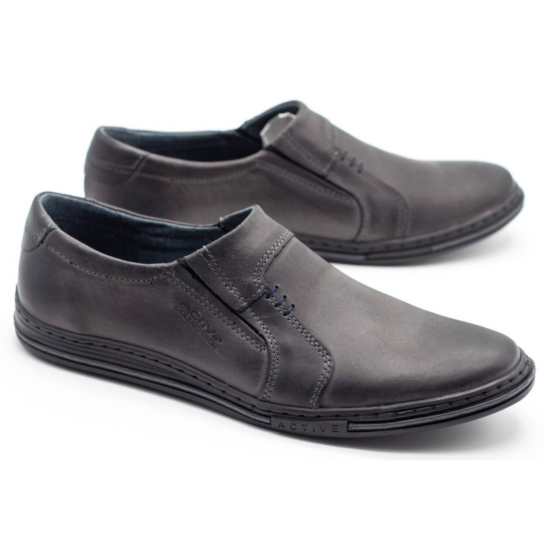 Polbut Comode scarpe da uomo in pelle 334, grigio 2