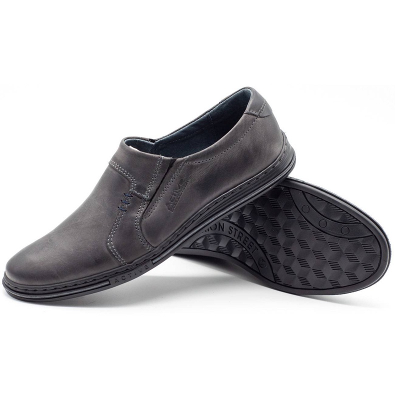 Polbut Comode scarpe da uomo in pelle 334, grigio 3