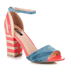 Vices Espadrillas in denim con tacco alto rosa 1