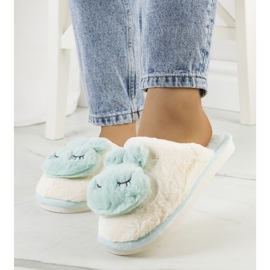 PA1 Ciabatte blu con coniglietto Coniglio bianco multicolore 1