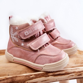 Stivali caldi per bambini con velcro Big Star KK374188 rosa 1