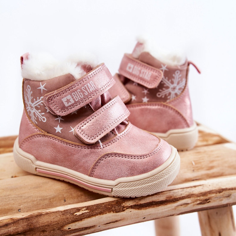 Stivali caldi per bambini con velcro Big Star KK374188 rosa 2
