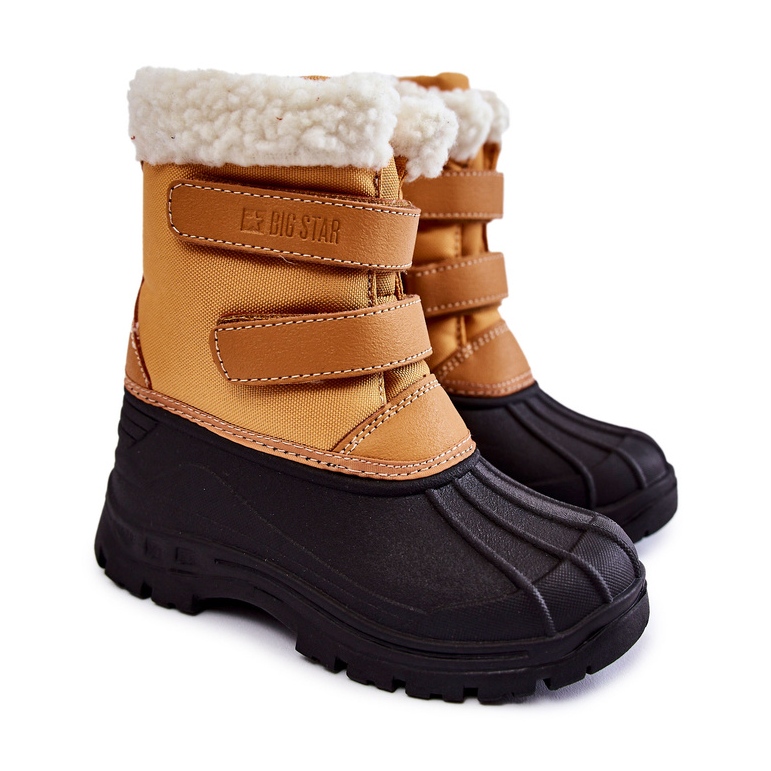 Stivali da neve per bambini su velcro Big Star KK374237 Camel arancia 1