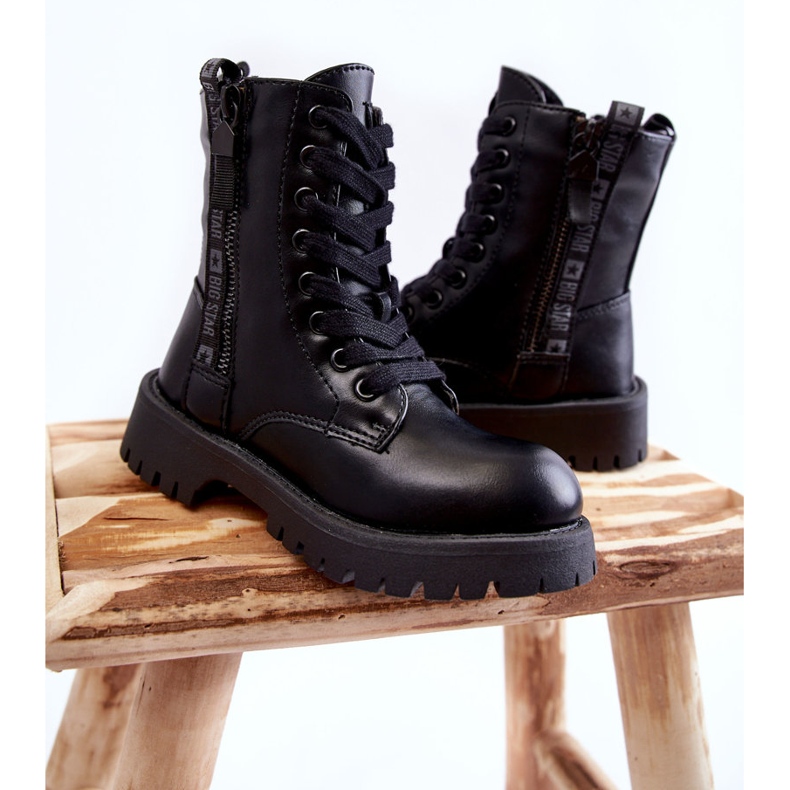 Stivali neri per bambini con cerniera Big Star KK374136 nero 2