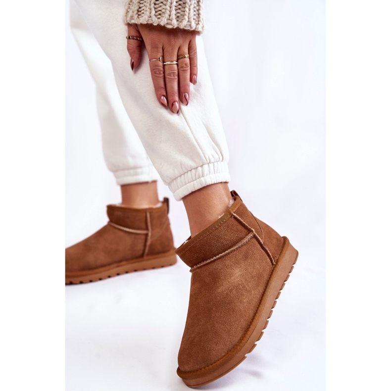 Stivali da neve bassi da donna in pelle scamosciata Camel Shelie marrone 2