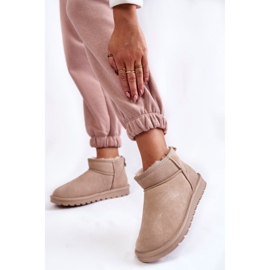 FS1 Stivali da neve bassi in pelle scamosciata da donna Shelie beige chiaro 2