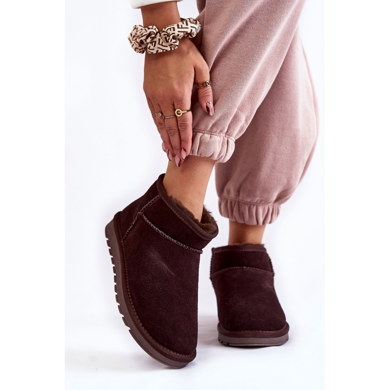 Stivali da neve bassi da donna in pelle scamosciata marrone Shelie 1