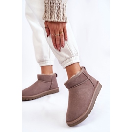 Stivali da neve bassi da donna in pelle scamosciata grigi Shelie beige 2