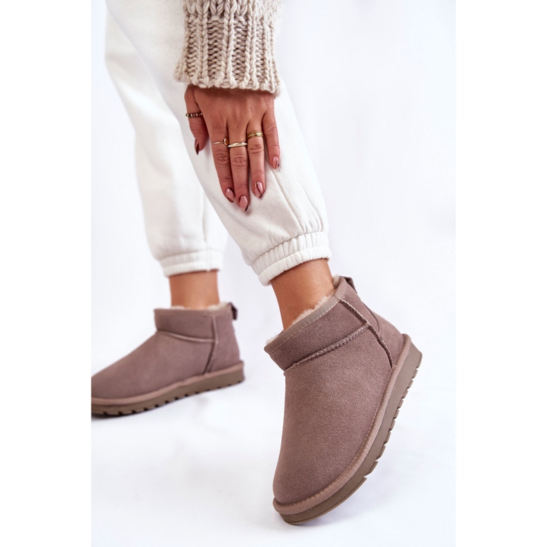 Stivali da neve bassi da donna in pelle scamosciata grigi Shelie beige 2