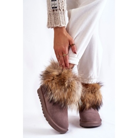 Stivali da neve in pelle scamosciata da donna con pelliccia grigio Alexa beige 1