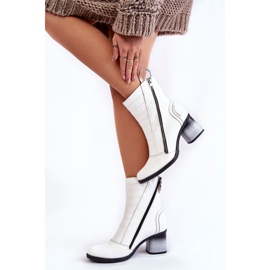 Stivali alti da donna in pelle Maciejka 05647-11 Bianco 2