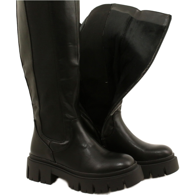 Stivali da Donna Foderati in Pelliccia Evento 22KZ35-5089 Nero 4