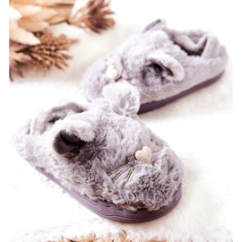 WJ1 Pantofole per bambini Gatti con orecchie Tammy grigie grigio 2