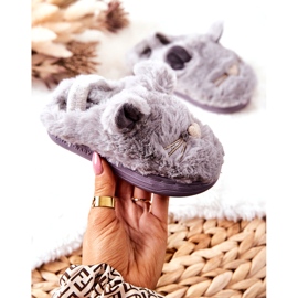 WJ1 Pantofole per bambini Gatti con orecchie Tammy grigie grigio 3