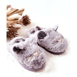 WJ1 Pantofole per bambini Gatti con orecchie Tammy grigie grigio 4
