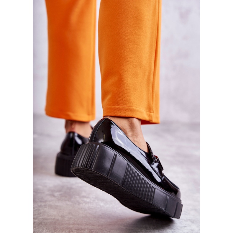 PL5 Scarpe in pelle alla moda sulla piattaforma Black Marsol nero 3