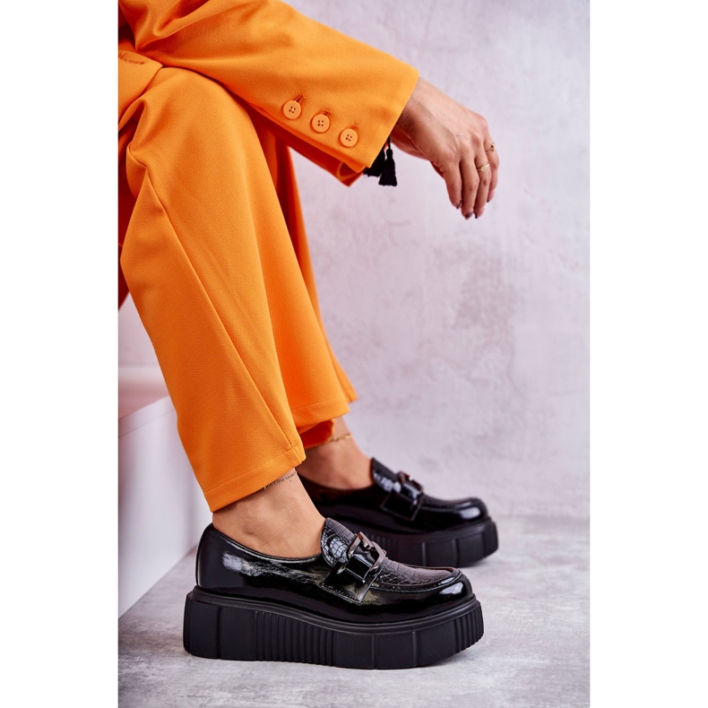 PL5 Scarpe in pelle alla moda sulla piattaforma Black Marsol nero 5