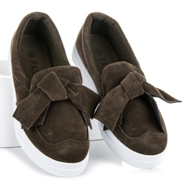 Fashion Sneakers slip-on con fiocco verde 1