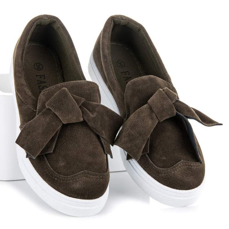 Fashion Sneakers slip-on con fiocco verde 1