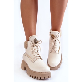PL5 Stivali da donna in pelle Trappers Vergo beige chiaro 2