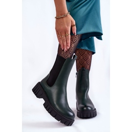 Sergio Leone Stivali da donna in pelle sulla piattaforma verde Bente 1