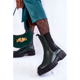 Sergio Leone Stivali da donna in pelle sulla piattaforma verde Bente 2