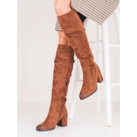 Stivale Shelovet da donna in camoscio marrone 1