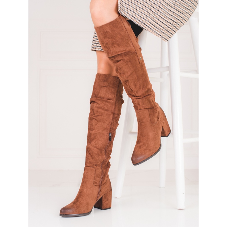 Stivale Shelovet da donna in camoscio marrone 1