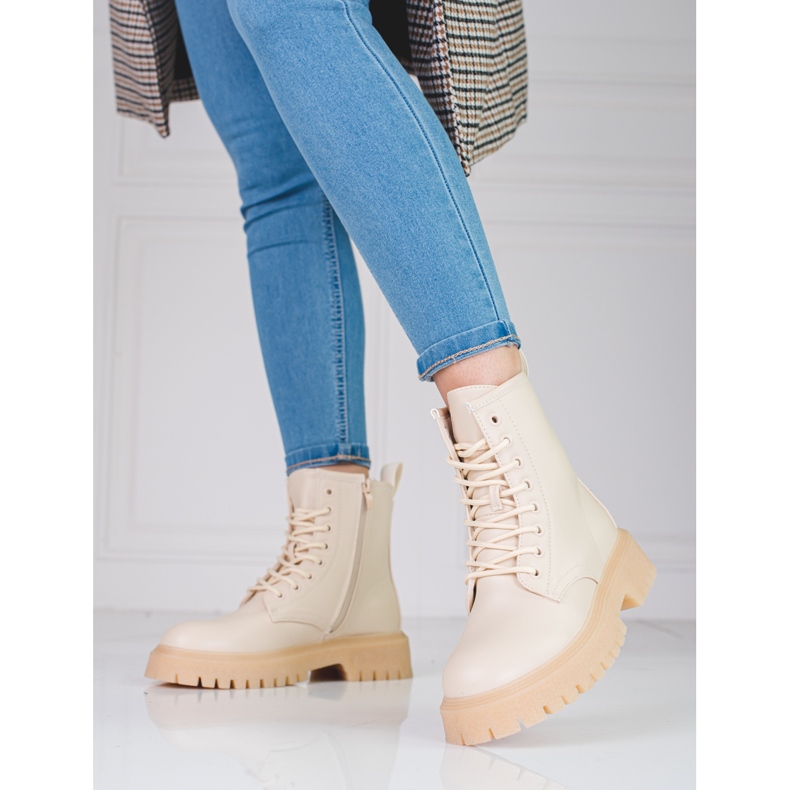 Stivali da donna beige con cerniera Shelovet 1